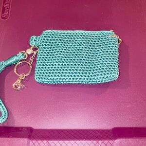 The Sak Teal Crochet Wristlet